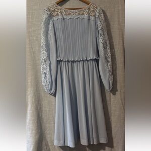 Mother Of Bride Vintage Dress Light Blue Long Sleeve Beaded Lace Women’s Sz 12